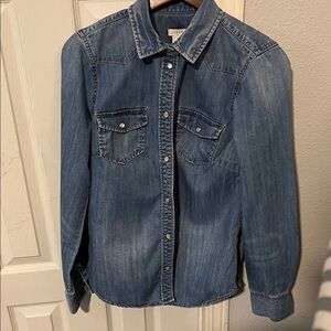 Like new J. Crew Blue Denim Shirt , pearl snap buttons